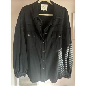 Boutique Fantastic Fawn Button Up Shacket - Black
